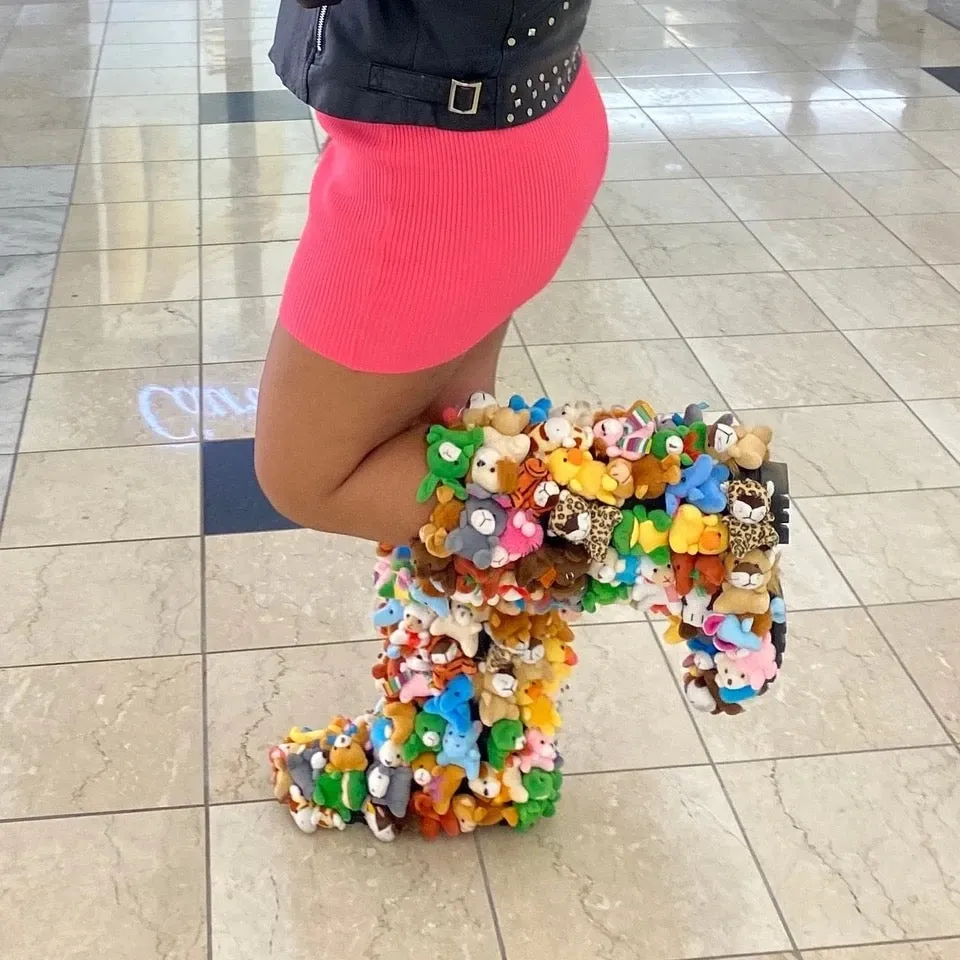 Exclusive custom cartoon 3d stuffed animal teddy bear fashion boots shoes