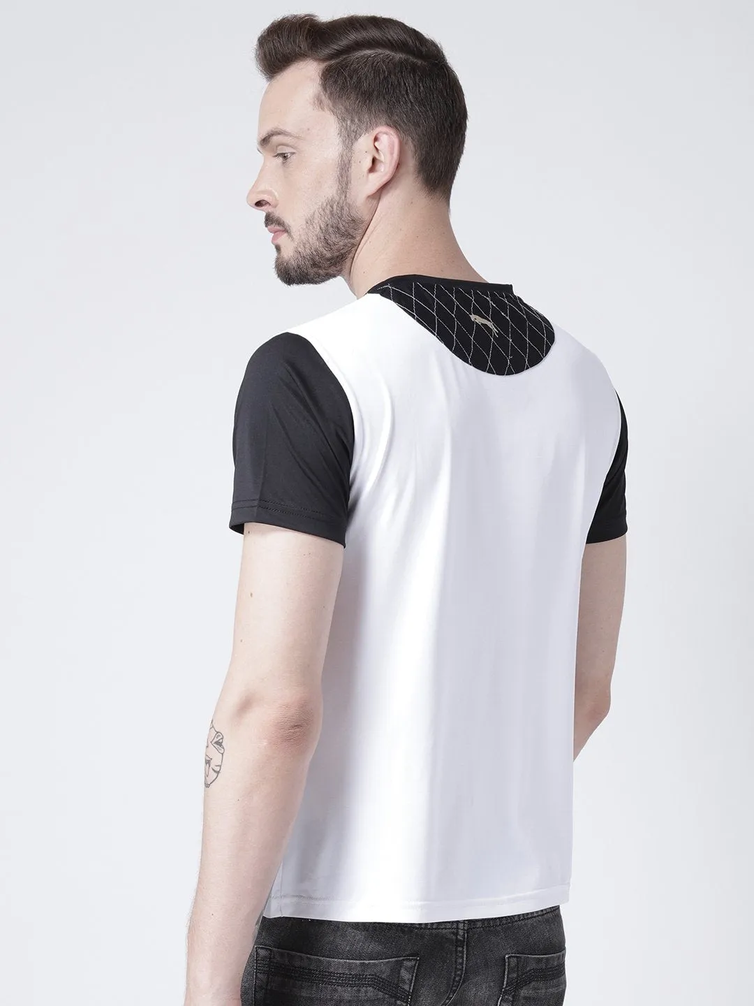 Men White Graphic Round Neck T-shirt