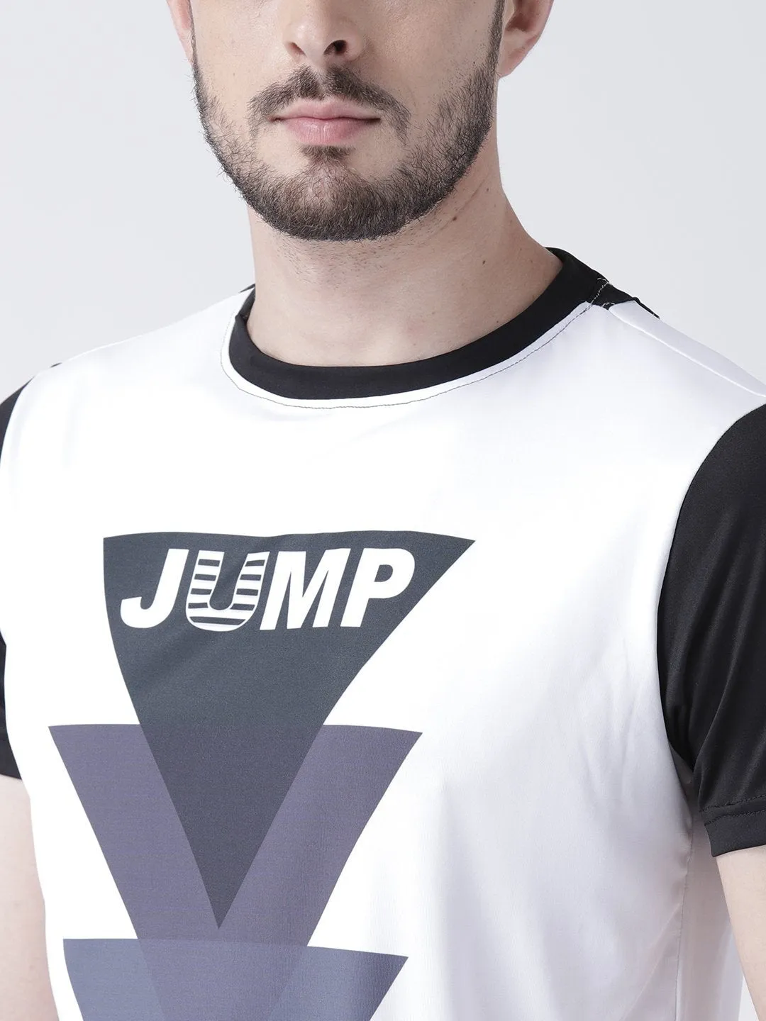 Men White Graphic Round Neck T-shirt