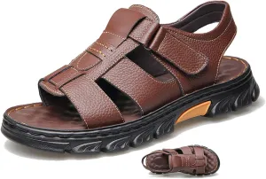 Mens Sandal Anti Slip Breathable Casual Beach Fisherman Sandal Men's Trekking Shoes Slip on Open Toe Slipper Dual Use for Outdoor Beach Walking Driving