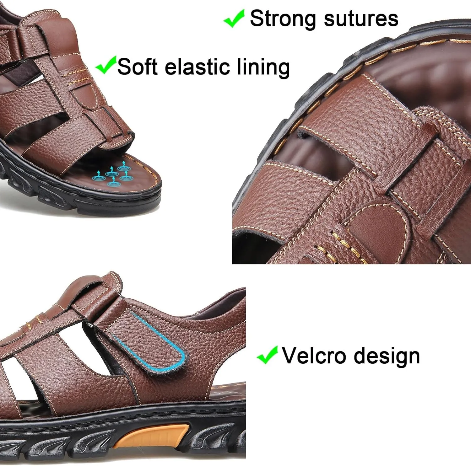 Mens Sandal Anti Slip Breathable Casual Beach Fisherman Sandal Men's Trekking Shoes Slip on Open Toe Slipper Dual Use for Outdoor Beach Walking Driving