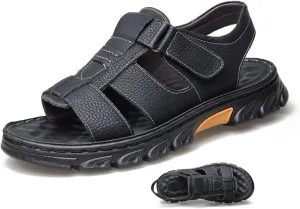 Mens Sandal Anti Slip Breathable Casual Beach Fisherman Sandal Men's Trekking Shoes Slip on Open Toe Slipper Dual Use for Outdoor Beach Walking Driving